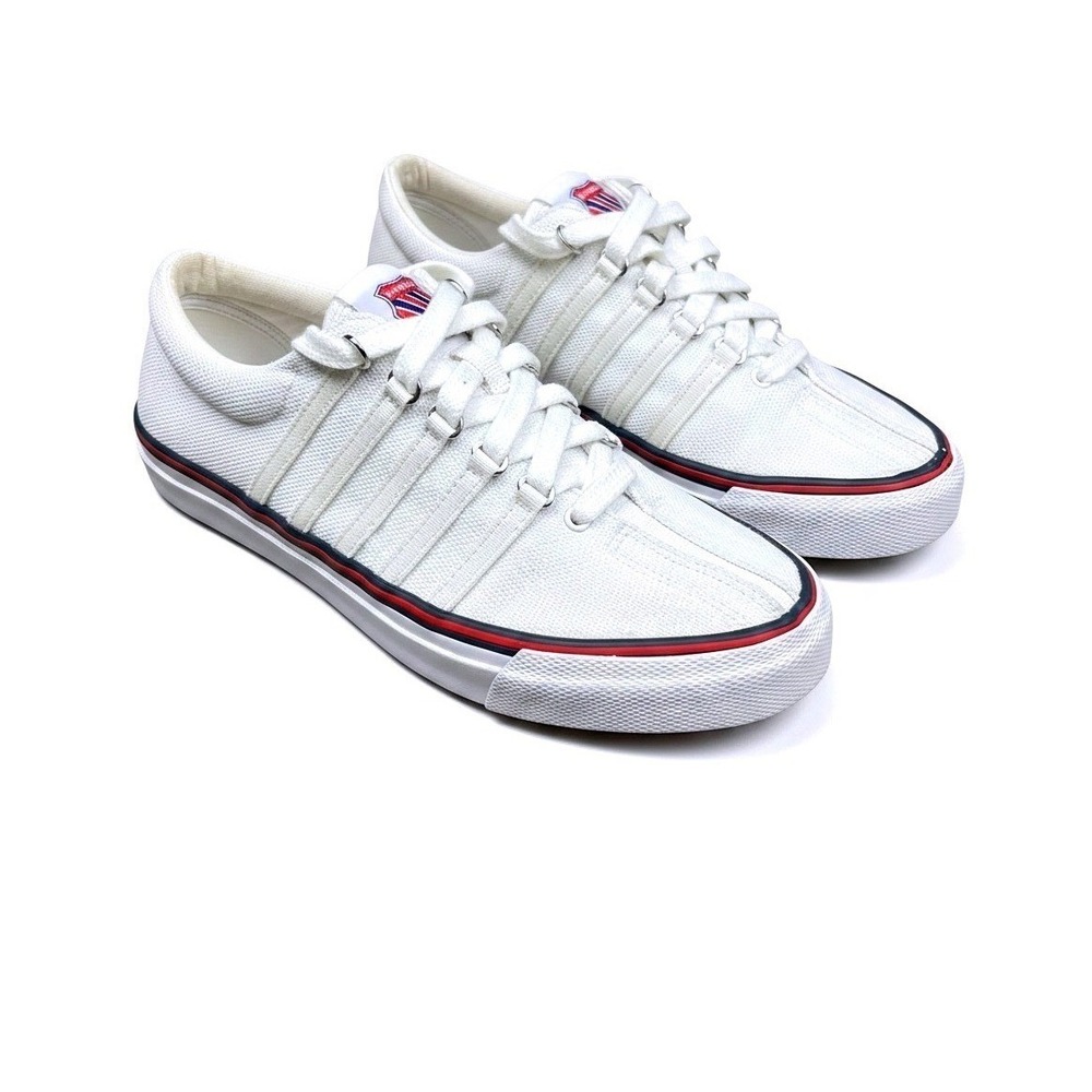 K-Swiss Women White Canvas Low Top Sneakers Size 7 50th Anniversary 93956-954-M